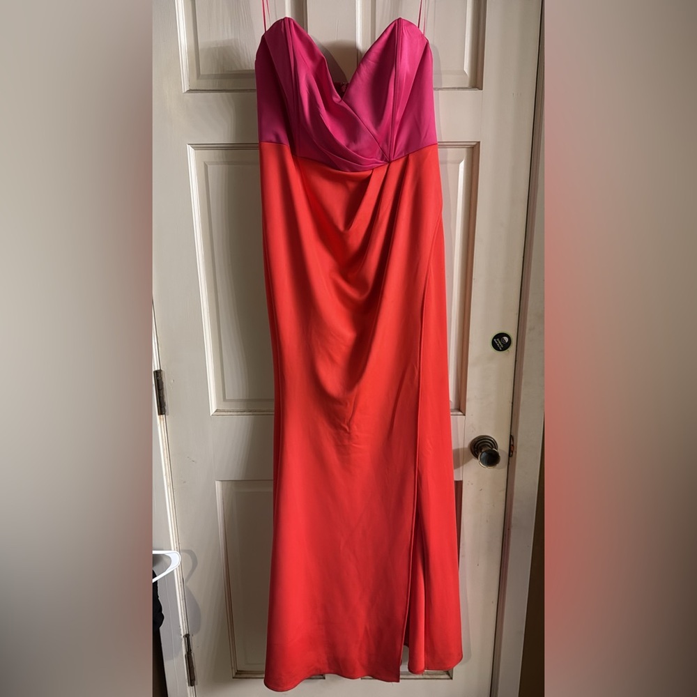 Fashion Nova Strapless Dress in Pink and Orange